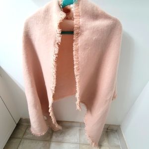 Warm & Cozy Blush Pink Blanket Scarf Shoulder Wrap Ladies Poncho